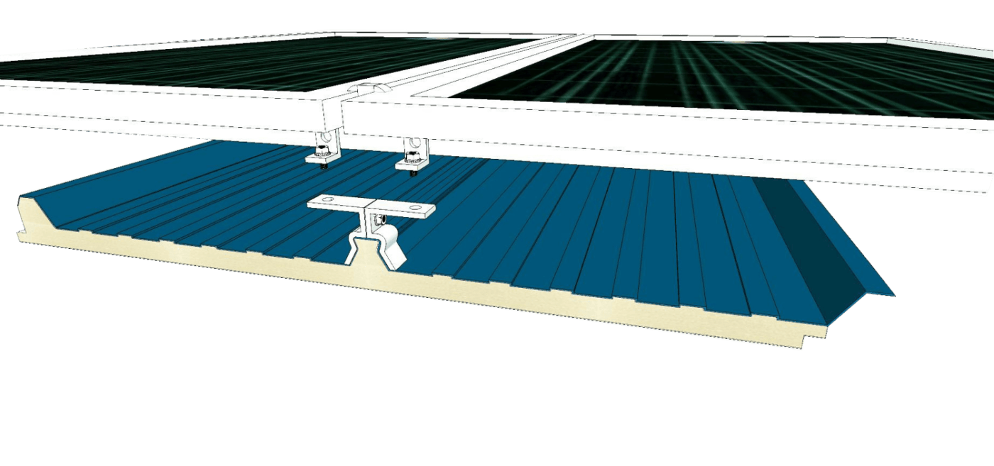 หลังคาฉนวนกันความร้อน PIR ที่มีลอนยึดติดโซล่าเซลล์